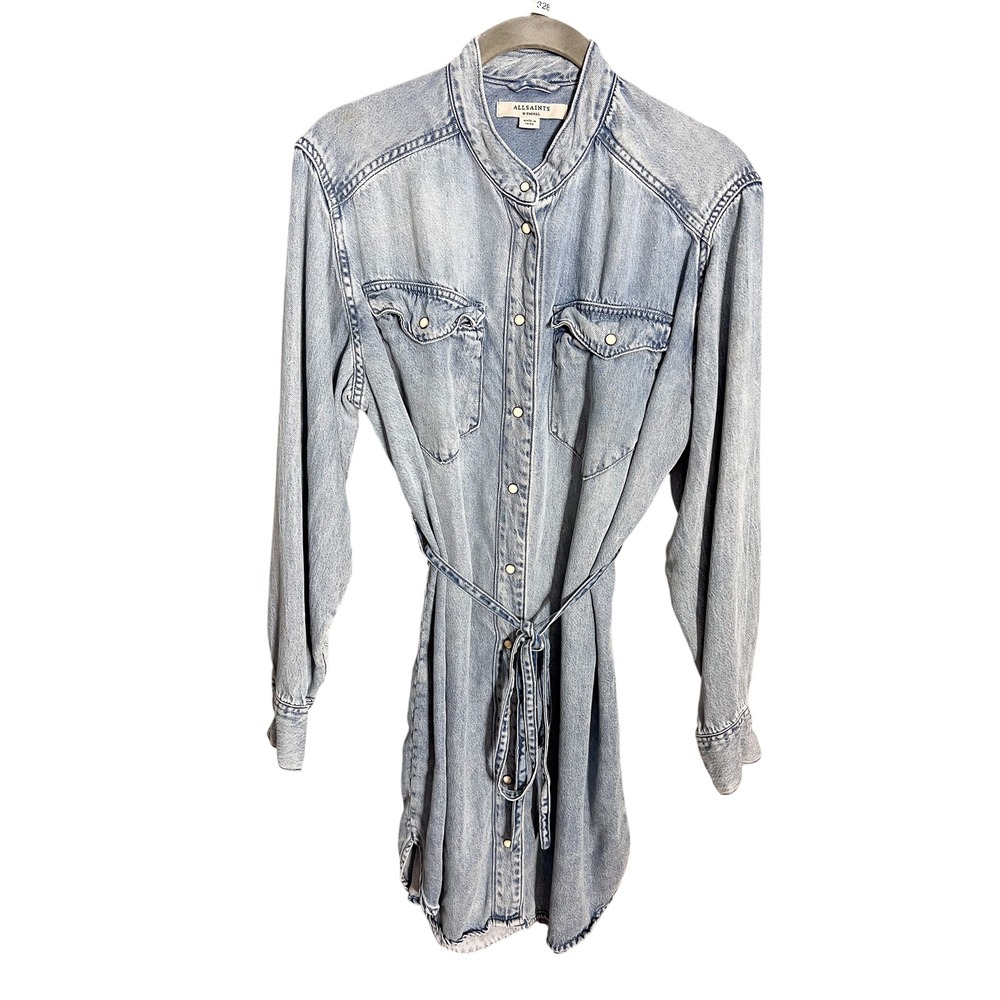 All Saints‎ Loe Snap Front Denim Shirt Dress Size XS - Picture 5 of 9